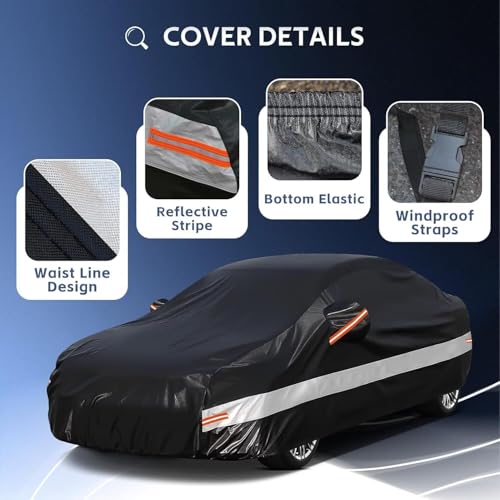 10 Layers Car Cover Custom Fit for BMW 3 Series 320i 328i 330i 335i M340i (Black Gray / Custom Fit for BMW 3 Series)