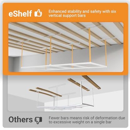 4x8ft Overhead Ceiling Garage Storage Rack (White)