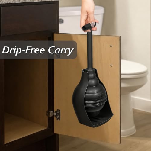 BeehiveMAX Hideaway Toilet Plunger & Holder in Black (Black)