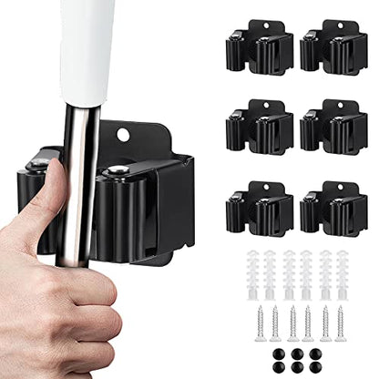 6PCS Broom and Mop Holder (Matte Black / 6)