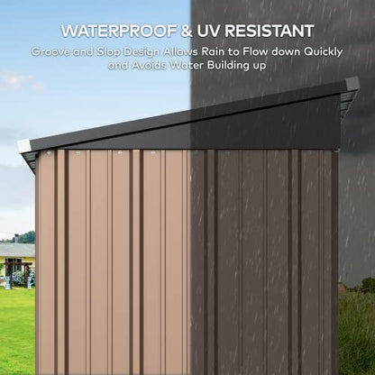 5x3 FT Outdoor Shed (Brown / 5' x 3' FT/Sloped-roof)