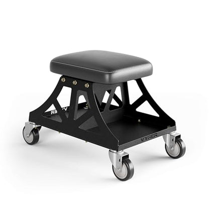 Vyper Low Pro Garage Stool with Removable Seat for Mechanics (Black Seat, Black Frame)
