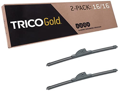 Gold™ (18-1616) 16 & 16 Inch Pack of 2 Automotive Replacement Windshield Wiper Blades for My Car Super Premium All Weather Beam Blade for Select Vehicle Models (16" + 16" Pair Pack / Premium)