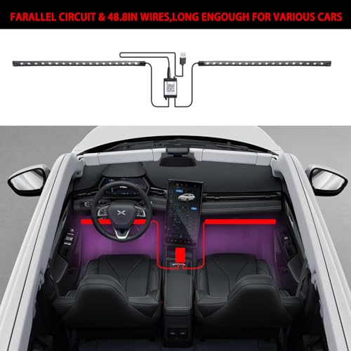 Smart Led Strip Lights for Car Interior (RGB Multicolor / 36LED,2strips)