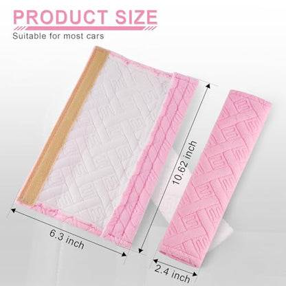 2 Pack Universal Car Shoulder Strap Pads Cover for A More Comfortable Driving (Cherry Blossom Pink)