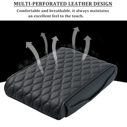 Arm Rest Cover for Car Center Console Cover 12.6"×8.3" Leather Armrest Cushion Organizer with Storage Pocket Center Console Protector Arm Rest Pillow Pads for Most Cars