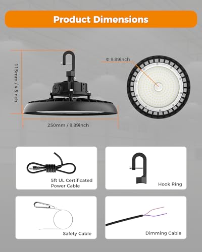 180W UFO High Bay Light 32400LM 6000K