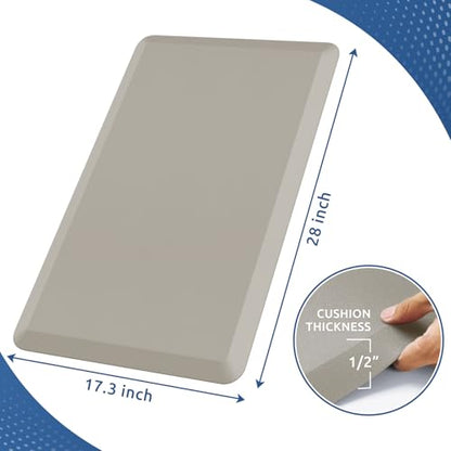Kitchen Mat Cushioned Anti Fatigue Rug Standing and Comfort Floor Mats (Khaki / 28"L x 17.3"W x 0.5"Th)
