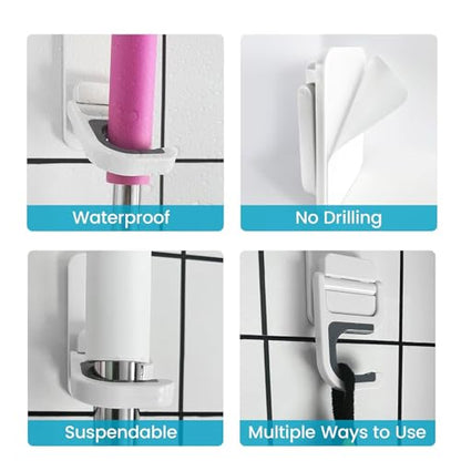Broom Holder Wall Mount (WHITE)