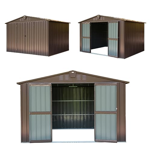 Domi Outdoor 10' x 8' Storage Shed (10' x 8' Gable Roof / Brown)