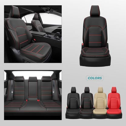 Custom Fit Seat Covers for Toyota Camry 2025 2026 Hybrid (Black With Red Trim / 2025-2026 Camry LE SE)