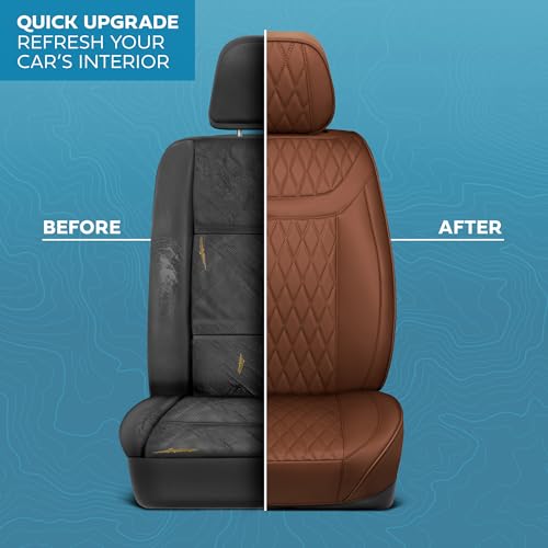Curated Terracotta Napa Leather Seat Covers for Cars & SUVs (Brown/Black (Teracotta) / Front Seats)
