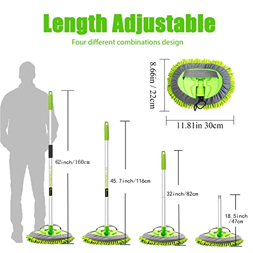 62" Car Wash Brush Mop Kit with Long Handle (Green)