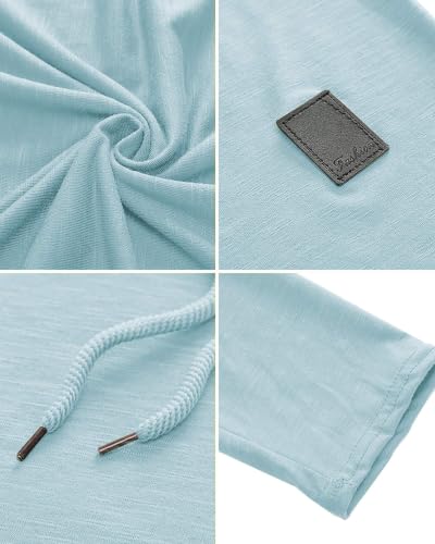 Mens Fashion Athletic Hoodies Sport Sweatshirt Solid Color Fleece Pullover Sky Blue Large (Large / Sky Blue)
