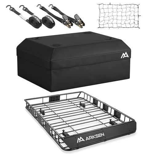 54" x 39" x 5" Roof Rack Cargo Basket with Bag (54" Cargo Rack W/Bag, Net, 2 Straps)