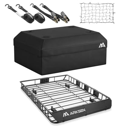 54" x 39" x 5" Roof Rack Cargo Basket with Bag (54" Cargo Rack W/Bag, Net, 2 Straps)