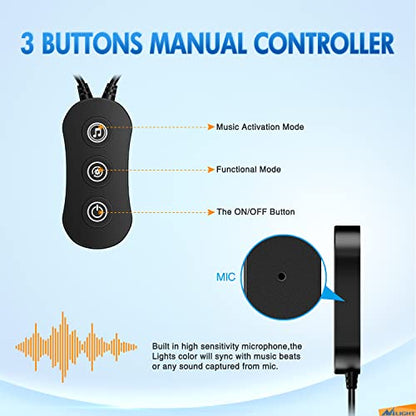 RGB LED Car Interior Stripe Light with APP Control Multicolor Music Sync Mode Waterproof Car Under (APP RGB Lights)