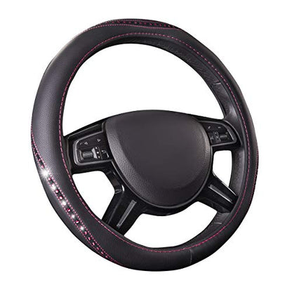 Bling Diamond Leather Steering Wheel Cover (Hot Pink Diamond 1PCS)