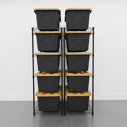 5 Tier Steel Tote Rack for 27 Gallon Bins (2 Pack / Black)