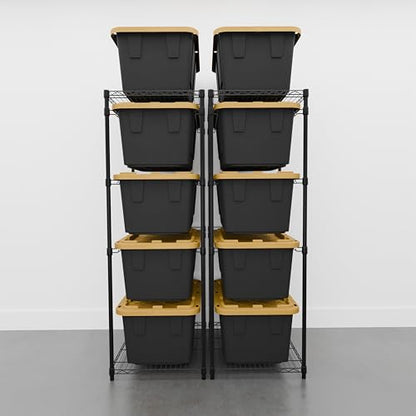 5 Tier Steel Tote Rack for 27 Gallon Bins (2 Pack / Black)