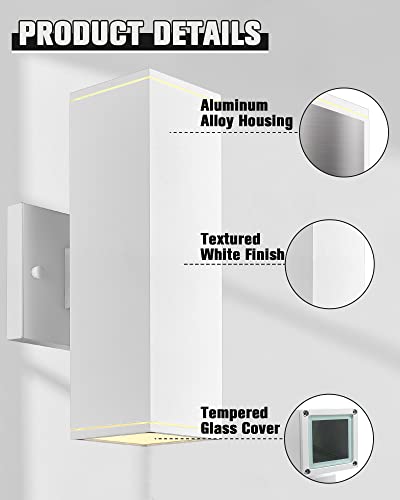 Modern Outdoor Wall Light (White 2PK)