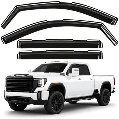 Window Deflectors Smoke Tinted in (For Sierra 20-26 2500HD/3500HD Crew Cab)