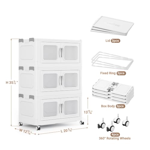 180 Qt Extra Large Stackable Storage Bin with Lids (White / 60QT-3pack)