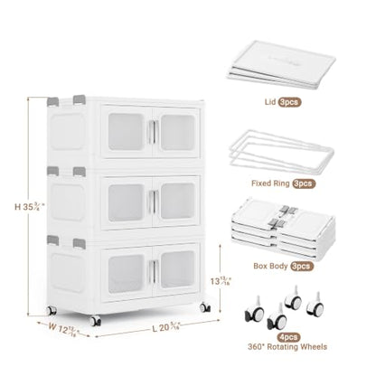 180 Qt Extra Large Stackable Storage Bin with Lids (White / 60QT-3pack)