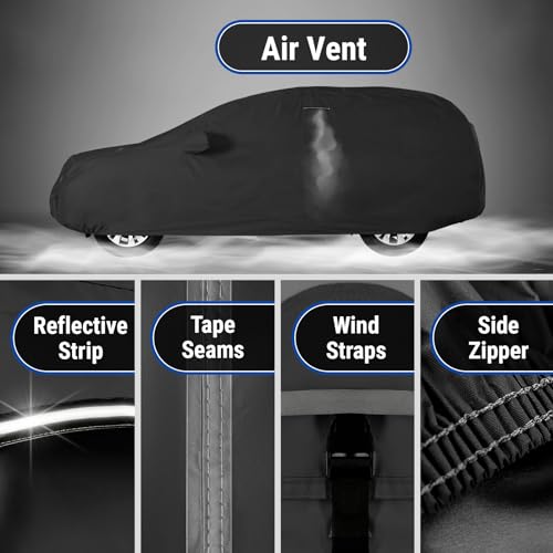SUV Car Cover Waterproof All Weather for 2004 (75. Rainier 2004-2007 / Black / Gray (Stripe))