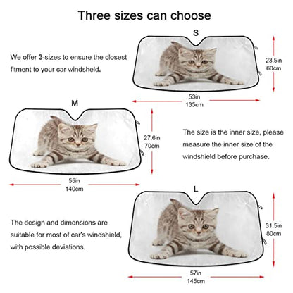 Car Windshield Sun Shade Funny Kitten Cat Foldable Car Front Windshield Sunshade Blocks UV Rays Sun Visor Sun Heat Protection for Car Truck SUV to Keep Your Vehicle Cool (Medium / Funny Kitten Cat)