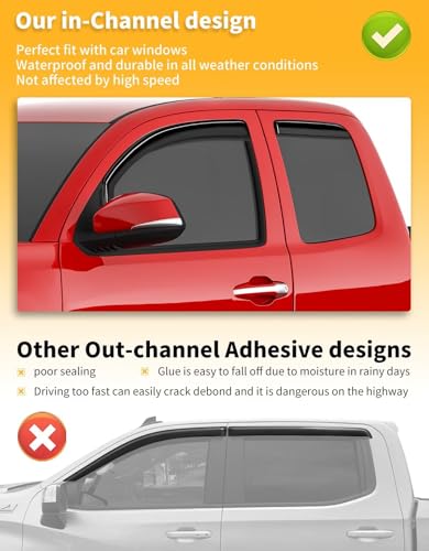in Channel Window Rain Guards for 2016 (Fit for 2016-2023 Toyota Tacoma Double Cab)