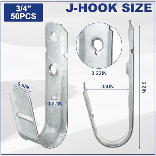 50 Pcs J Hooks for Hanging Heavy Duty J Hooks (3/4 Inch)