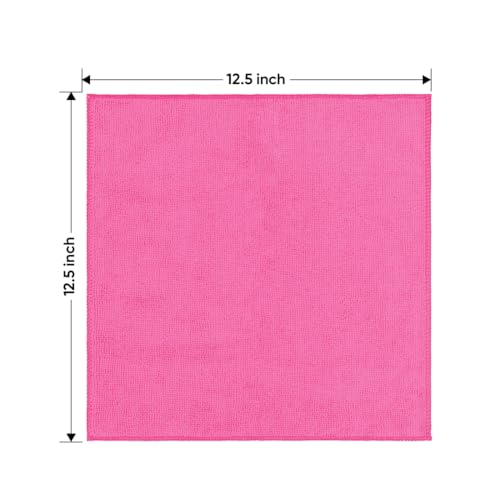 Pink Microfiber Cleaning Cloth 12 Pack (Pink / 12.5 x 12.5 Inch)
