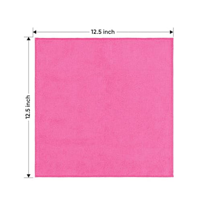 Pink Microfiber Cleaning Cloth 12 Pack (Pink / 12.5 x 12.5 Inch)