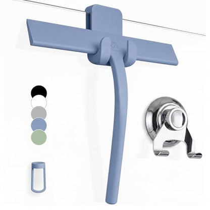 Silicone Shower Squeegee with 3 (Blue / 9 Inches)