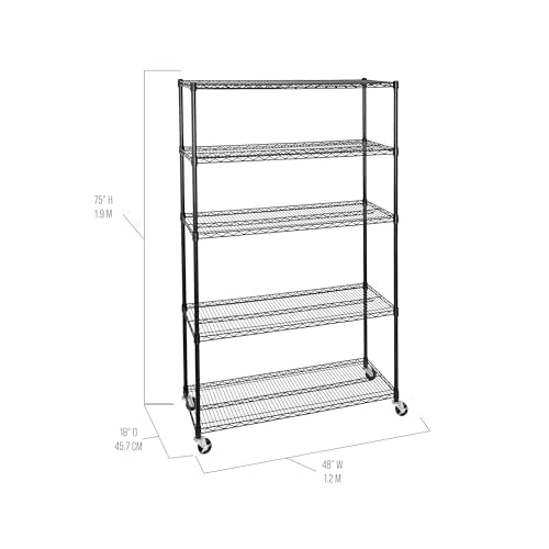 UltraDurable 5 (Black / 5-Tier Shelving, 48" W x 18" D)