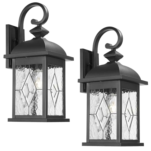 2 Pack Large Outdoor Wall Sconce (Matte Black, Lozenge Pattern / 21", 2 Pack)