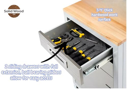 Heavy Duty Rolling Storage Cabinet with Wheels and Drawers (1 Door, 2 Drawer (20" W x 18" D x 34.7" H) / Granite)