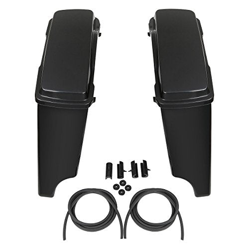 Motorcycle 5" Stretched Saddlebags Fit For Harley Touring 1993 (Unpainted Black / 5" Extended)