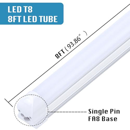 12 Pack Led Shop Lights (12PCS 8FT Flat Frosted 6000K)