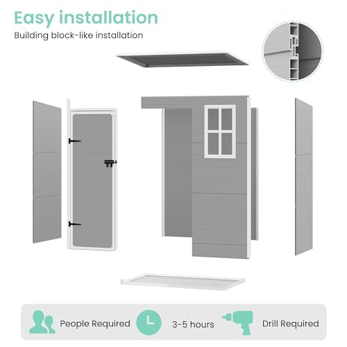 Outdoor Storage Shed 5x3 FT (Grey & White / 5' x 3')