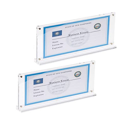 2 Pack of Acrylic Business License Frame for 4x9 Business License Certificate Desk (Clear-2PCS)
