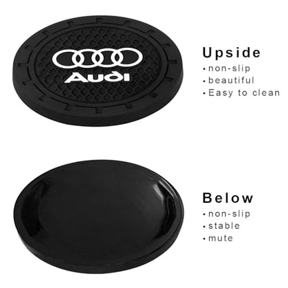 Car Cup Holder Coaster for Audi A4 A5 A6 A7 A8 Q3 Q4 Q5 Q6 Q7 Q8 Silicone Cupholder Coaster Interior Accessories 2.75in 2Pieces Black (Black-07)