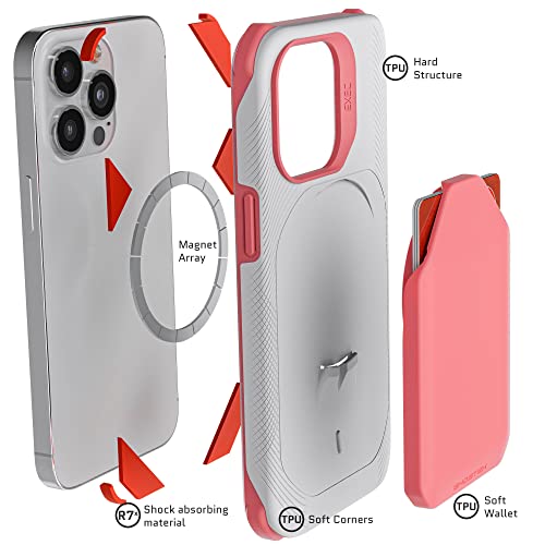 EXEC iPhone 13 mini Case with Card Holder For Women Girls Works with Magnetic Car Mounts Cardholder is Detachable to Support MagSafe Charger Designed for 2021 Apple iPhone 13mini (iPhone 13 mini / Pink)