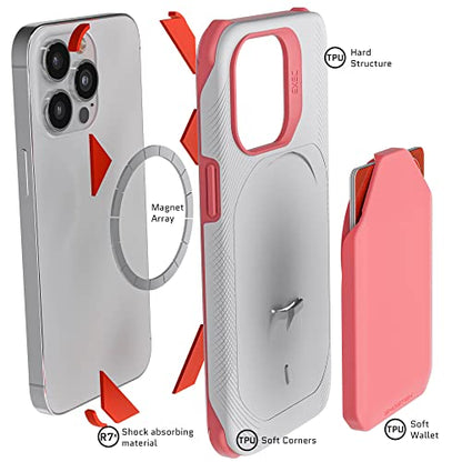 EXEC iPhone 13 mini Case with Card Holder For Women Girls Works with Magnetic Car Mounts Cardholder is Detachable to Support MagSafe Charger Designed for 2021 Apple iPhone 13mini (iPhone 13 mini / Pink)