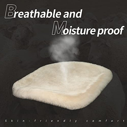 Genuine Sheepskin Car Seat Cushion Seat Covers for Cars Trucks SUV Comfort Seat Protector Pad for Car Driver Seat Car Accessories for Women Office Chair Car Decor (Black / Front Seat Cushions-2 Pcs)