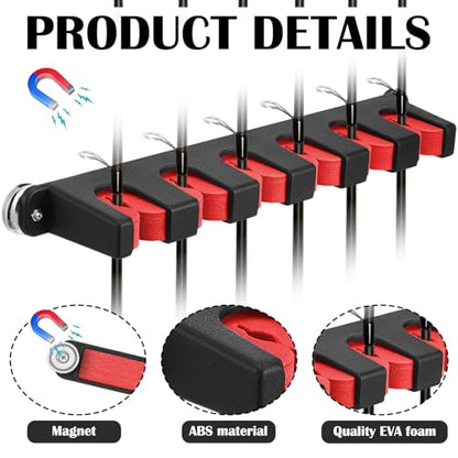 2 Pcs Magnetic Fishing Rod Holder for Car Fishing Pole Rack Vertical Rod Storage Holders for Truck Bed Boat Wall Garage Door (Red / 6 Rods)