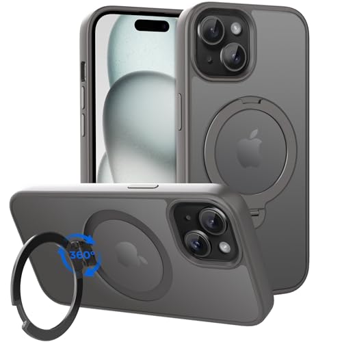 Magnetic Case for iPhone 15 with Stand (6.1" (for iPhone 15) / Light Gray)