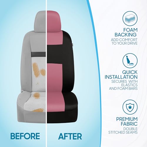 PolyPro Car Seat Covers Full Set in Pink on Black (Pink)
