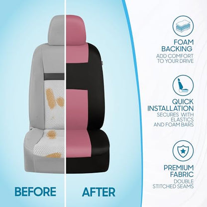 PolyPro Car Seat Covers Full Set in Pink on Black (Pink)